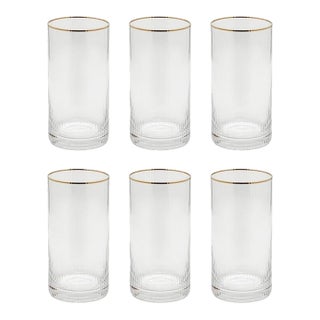 Optic High Ball w/ Gold Rim, Set of 6 For Sale