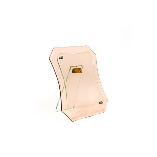 Metal Mid-Century Pink Glass Picture Frame from Cristal Arte, Italy, 1960s For Sale - Image 7 of 14