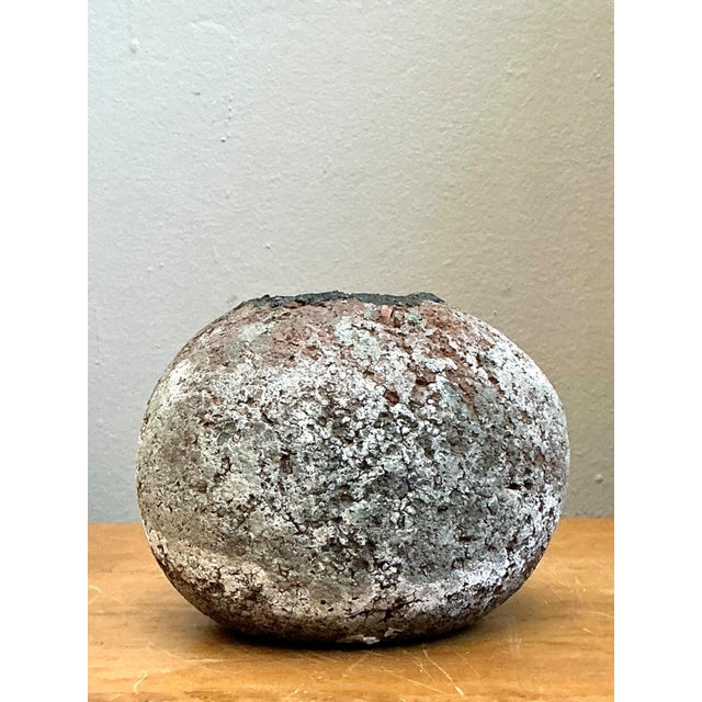 Gray Vintage Handcrafted Earthenware Vessel For Sale - Image 8 of 16