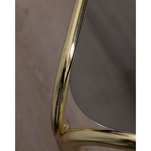 1970s Vintage Italian Coffee Table in Gilt Brass and Smoked Glass, 1970s For Sale - Image 5 of 8