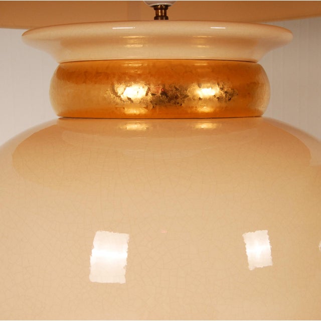 Vintage Robert Kostka Table Gold and Cream Porcelain Vase Lamps a
