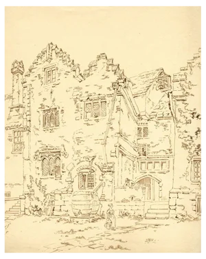 Alexander Monro, Kitchen Entrance, Holme Lacy House, Heref, 1836, Ink Drawing