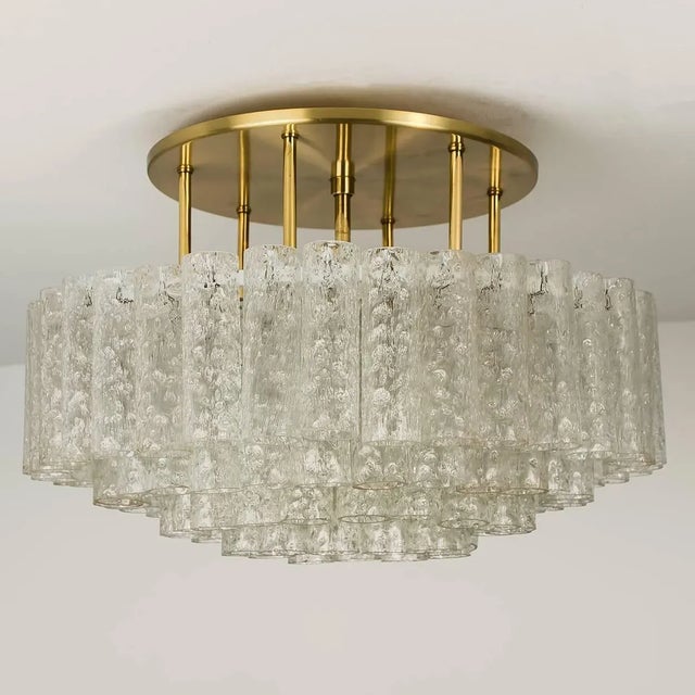 Large Glass Brass Light Fixtures from Doria, Germany, 1969, Set of 3 For Sale - Image 13 of 18