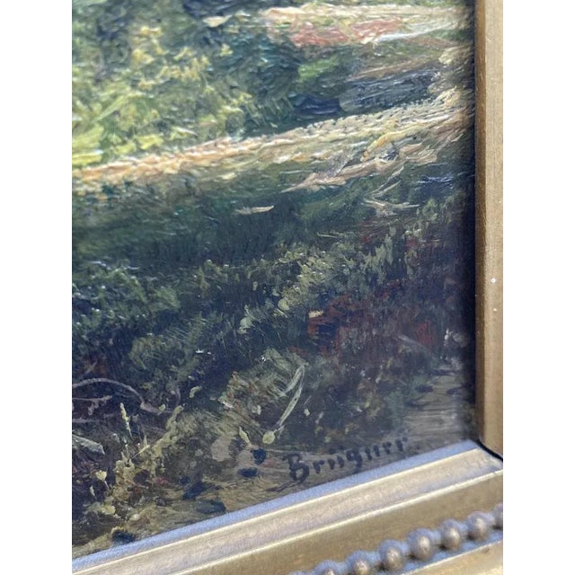 Cölestin Brügner, Miniature Park Bridge over Woodland Stream, 19th Century, Oil Painting, Framed For Sale - Image 6 of 10