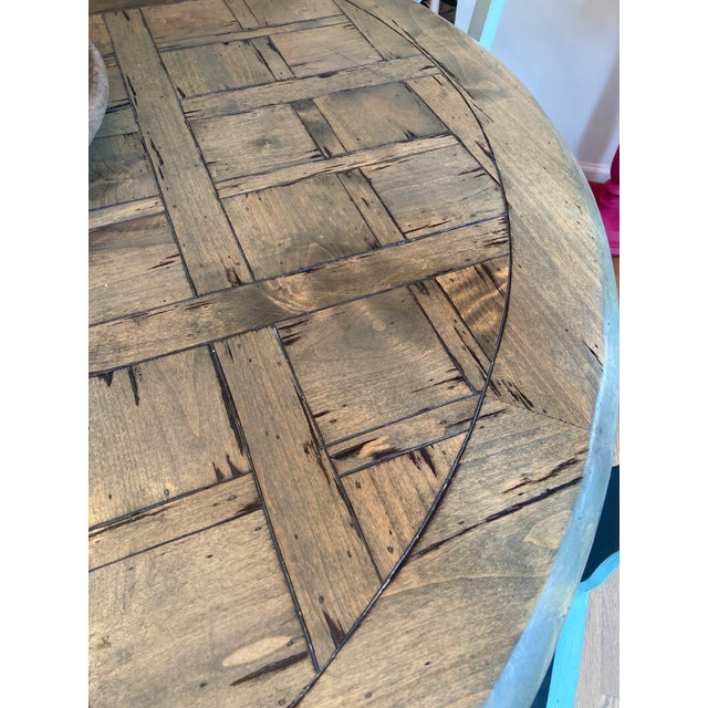 2000 - 2009 60” Round Bausman Furniture Company Hardwood Pedestal Table For Sale - Image 5 of 8