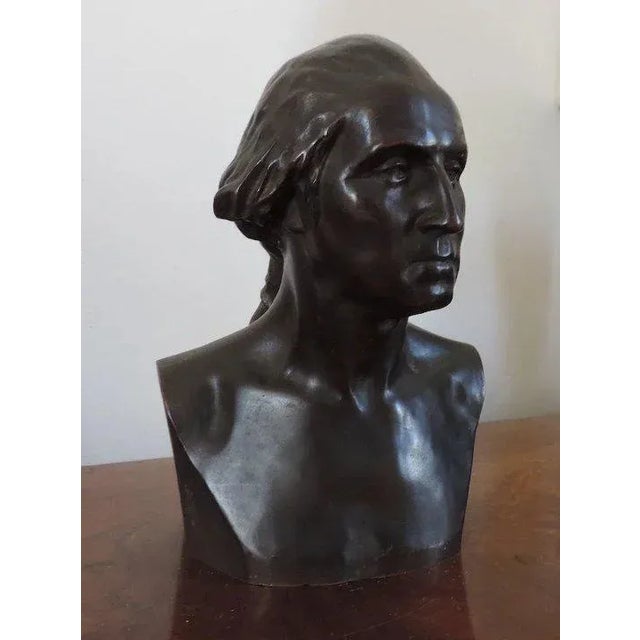 Traditional Houdon Style Patinated Bronze George Washington Bust For Sale - Image 3 of 11