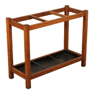 Antique Mission Oak Three Section Umbrella Stand