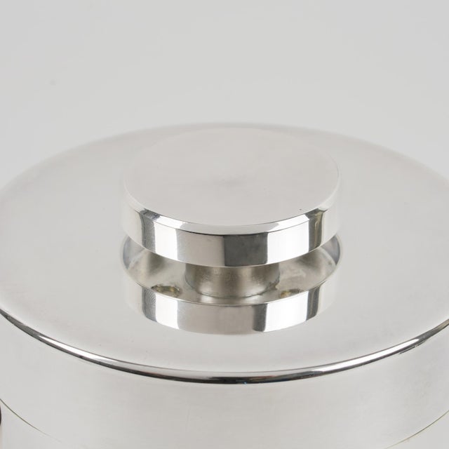 Maison Lancel Lancel Paris Modernist Barware Silver Plate Ice Bucket Cooler, circa 1970 For Sale - Image 4 of 13