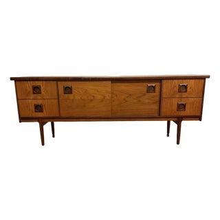 1966 Mid-Century Two-Toned Teak Sideboard With Sliding Doors For Sale