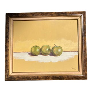 Contemporary Original Stephen Heigh Still Life Painting “Granny Smith” Vintage Frame For Sale