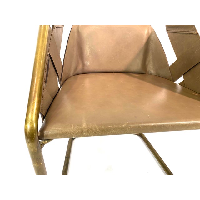 Brass Leather Strip Chair by Massimo Castagna for Henge, 1990s, Set of 3 For Sale - Image 14 of 18