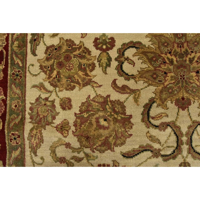 Agra Rug 5’1” X 9’9” Ivory Wool Traditional Hand-Knotted Oriental Carpet For Sale - Image 9 of 13