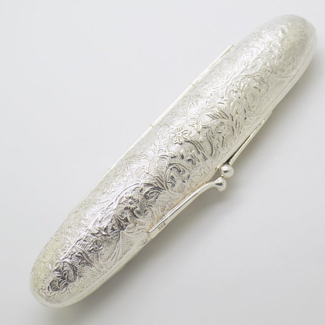 Metal Vintage Italian Handmade Genuine Sterling Silver 925 Cigar Holder Florentine Box For Sale - Image 7 of 10