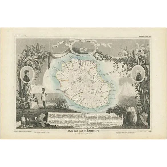 Mid 19th Century Antique Map of Bourbon in France attributed to V. Levasseur, 1854 For Sale - Image 5 of 5