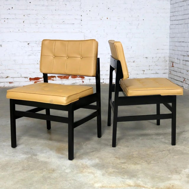 Black Hibriten Blackened Wood and Faux Leather Mid-Century Modern Chairs - a Pair For Sale - Image 8 of 13