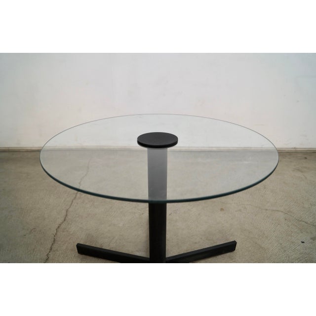 Black 1980’s Postmodern Metal & Glass Side Table For Sale - Image 8 of 12