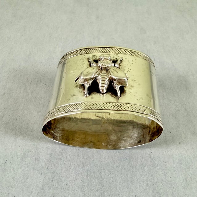 Metal 1900s Sterling Silver French Bumblebee Napkin Ring For Sale - Image 7 of 9