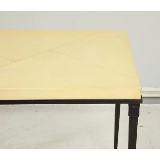 Bespoke Parchment-Top Table With Iron Base For Sale - Image 4 of 11