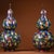 This is a charming pair of vintage Chinese cloisonné enamel double-gourd vases (huluping), crafted from copper. The...