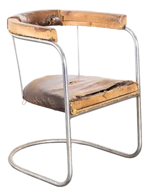 Pel Tubular Chrome Sprung Side Chair in Leather, 1930s