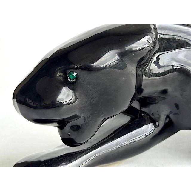 Mid 20th Century Vintage Royal Haeger Crouching Black Panther Ceramic Figurine For Sale - Image 5 of 14
