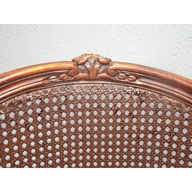 1950s Vintage French Country Brown Cane Side Chair For Sale - Image 5 of 14