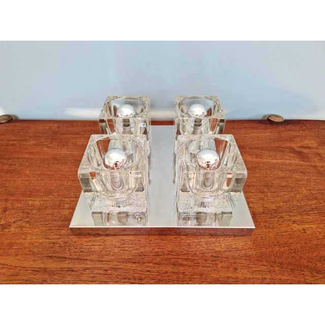 Metal Ice Cube Square Ceiling Light in Chromed Metal and Glass from Peill & Putzler, 1970 For Sale - Image 7 of 17
