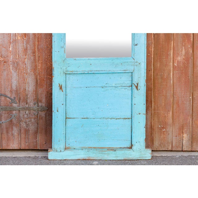 Moroccan Antique Haveli Blue Floor Mirror For Sale - Image 3 of 6
