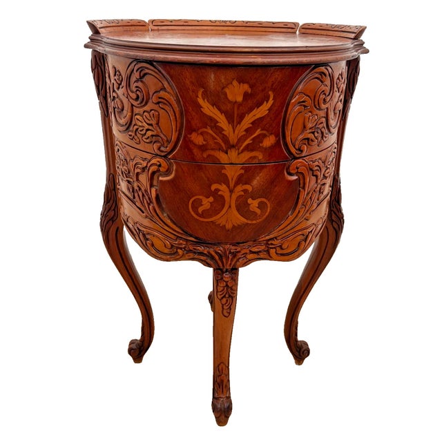 Vintage French Bombe Bedside Cabinet Nightstand Drum Table Concealed Drawers For Sale - Image 4 of 13