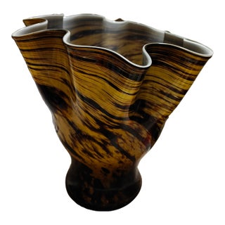 Vintage Murano "Fazzoletto" Art Glass Vase For Sale
