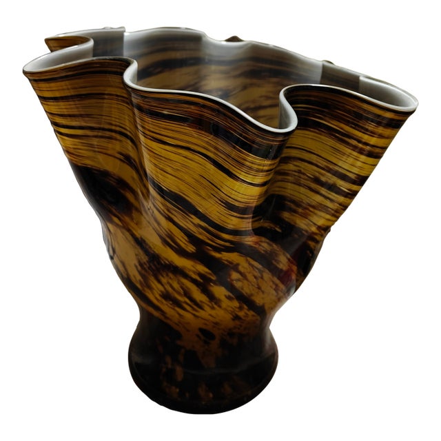 Vintage Murano "Fazzoletto" Art Glass Vase For Sale