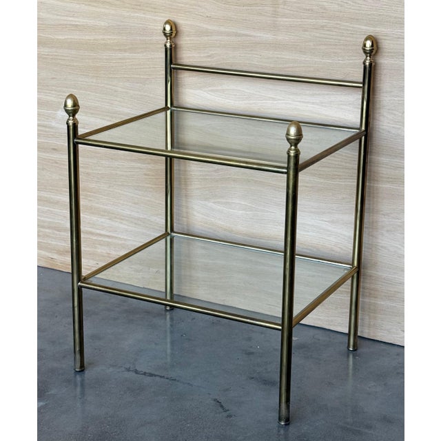 Pair of Early 20th Century Italian Bronze and Glass with Nightstands with Crest For Sale - Image 11 of 18