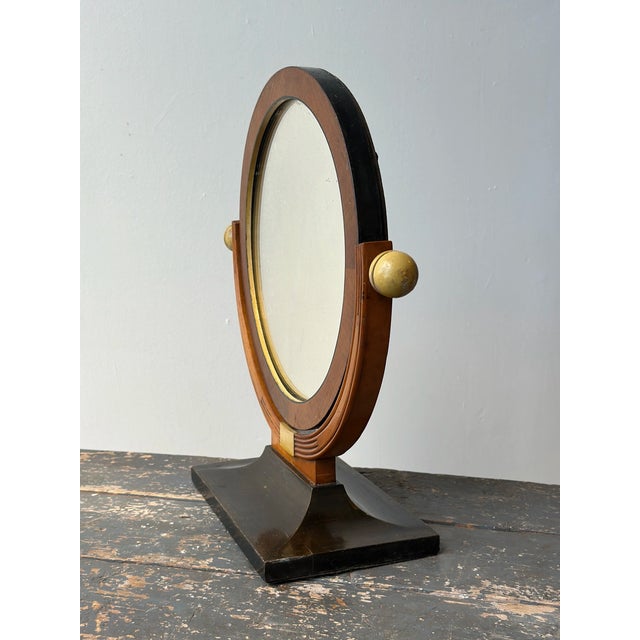 Vintage Art Deco Mutli-Tone Wood Tabletop Vanity Mirror, Circa 1930s-40s For Sale - Image 14 of 17