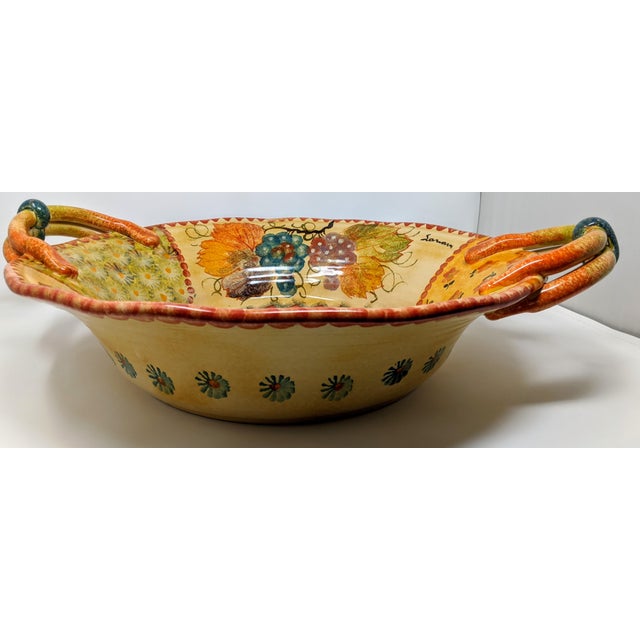 Vintage Tuscan Italian Yellow And Orange Oversized Decorative Bowl With Handles Chairish