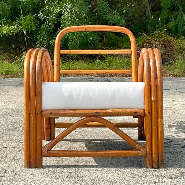 Mid 20th Century Vintage Boho Bent Rattan Lounge Chair For Sale - Image 5 of 6