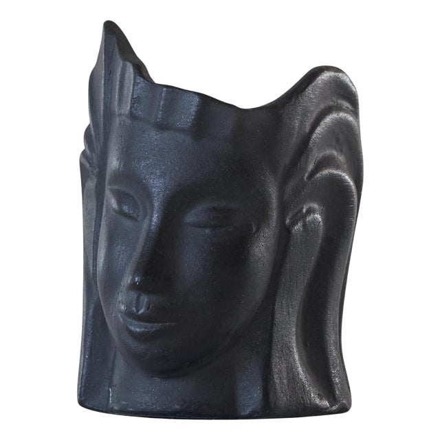 Bucchero Female Head Ceramic Pencil Holder by Carlo Alberto Rossi for Gio Ponti, 1960s For Sale