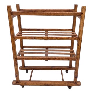 Turn of the Century Cobblers/Bakers Rack With Original Metal Casters. For Sale