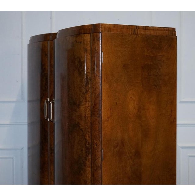 English Art Deco Burr Walnut 2-Door Wardrobe, 1930s For Sale - Image 14 of 18