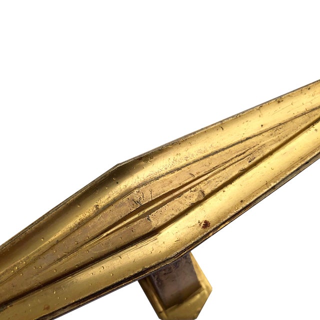 Antique Streamline Art Deco Diamond Shape Brass Drawer Pull Knob
