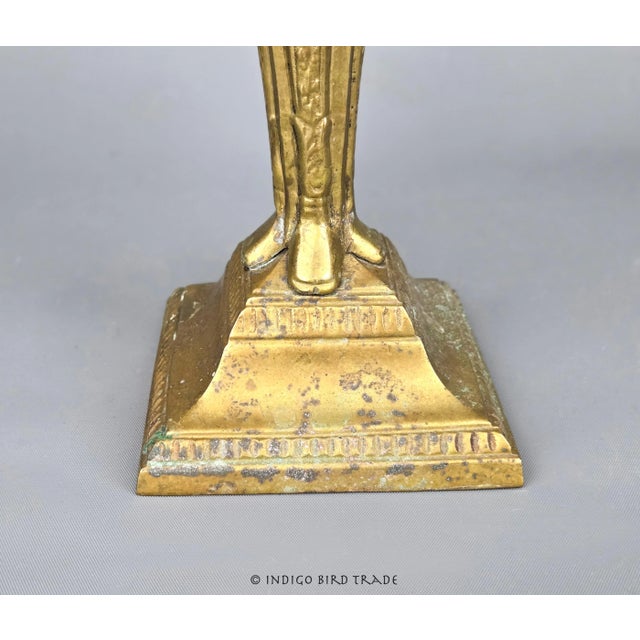 Art Deco Early 20th Century Art Deco Solid Brass Ram Head Candlestick Holder For Sale - Image 3 of 5