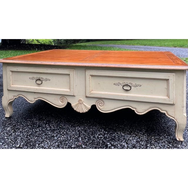 Wood Ethan Allen Country French 4 Drawer Coffee Table For Sale - Image 7 of 10