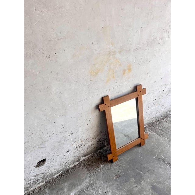 Wooden Arch-Shaped Mirror with Tree Bamboo Wicker Frame, 1970s For Sale - Image 5 of 12
