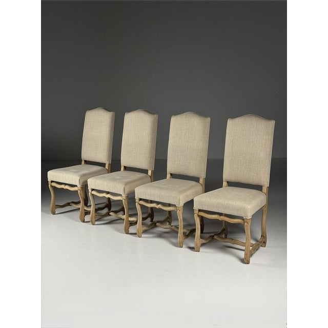 Set of 4 os de mouton chairs. Originating from france. Early – mid 20th century. Upholstered in beige fabric. Very good...