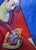 Paper Oil Painting Girl in Red With a Fan Victor Konotopsky For Sale - Image 7 of 9