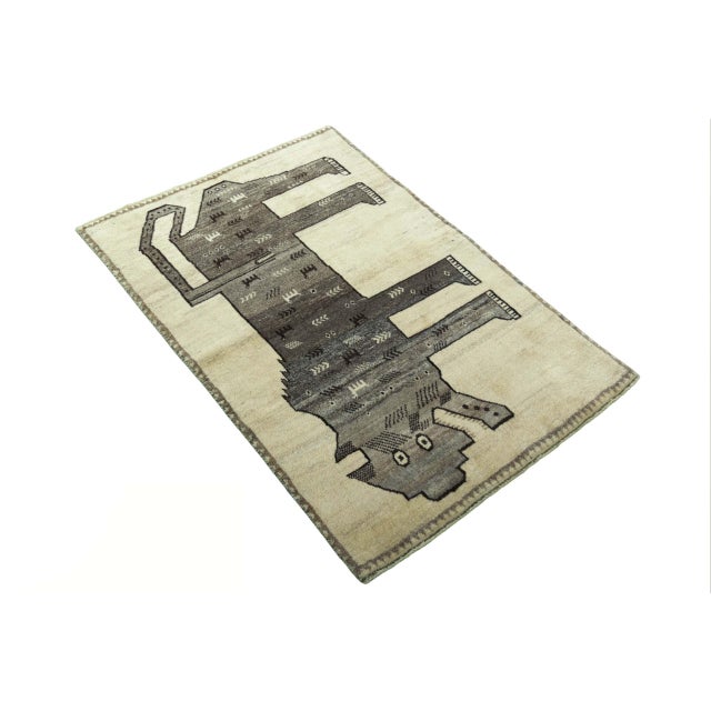 Mid-Century Modern Hand-Knotted Gabbeh Nomadic Rug For Sale - Image 3 of 11