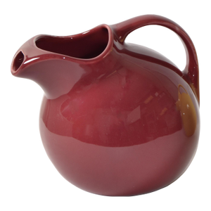 1950s Mid-Century Modern Hall Ceramic Burgundy Ball Pitcher Carafe Vessel California