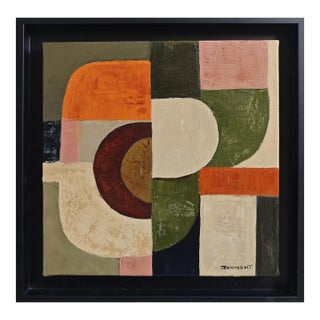 Equivalence, Contemporary Geometric Abstract Oil Painting, Framed by Sophie Dumont For Sale