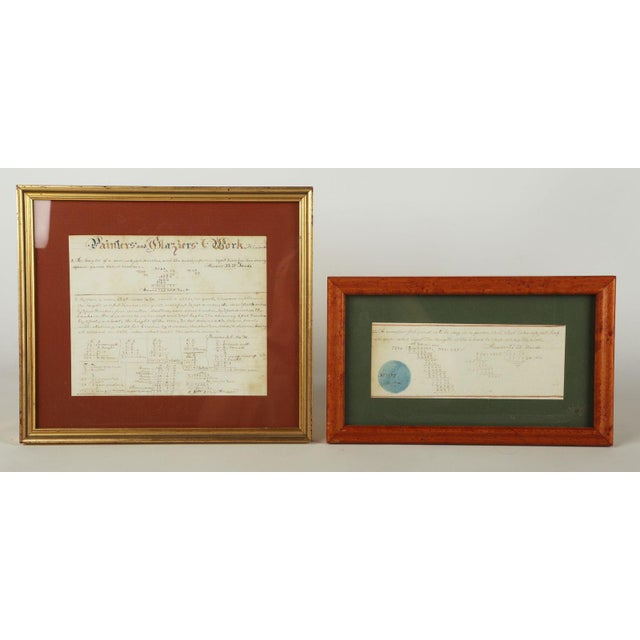 Early 20th Century Early 20th Century Framed and Illuminated Geometry Equations in Ink and Watercolor - Set of 9 For Sale - Image 5 of 7