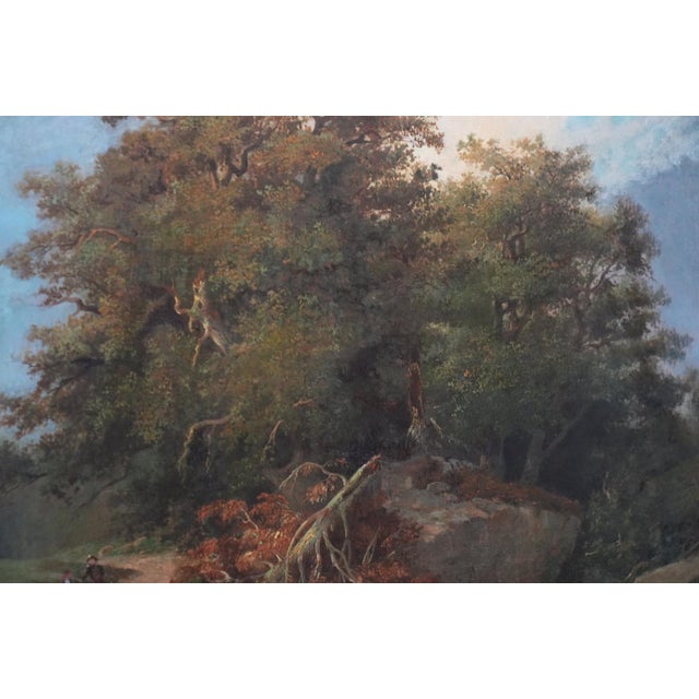 19th Century Nicholas Cabot - Figures on a Woodland Path, 19th Century, French, Oil on Canvas, Framed For Sale - Image 5 of 9