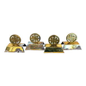 Brass Asian Medallion Placecard Holders Set of 4